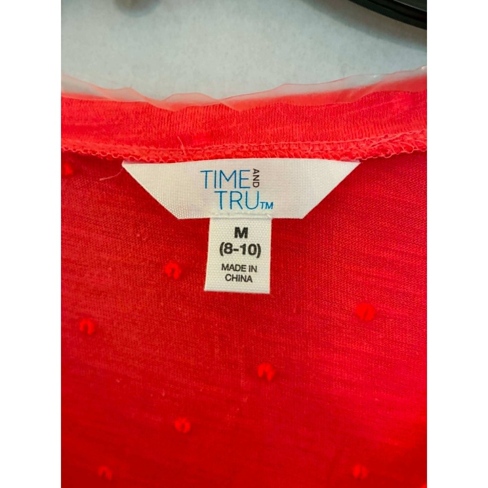 Time and Tru Womens M Orange Flutter Sleeve V Neck Top Boho Feminine NWT - Picture 3 of 9